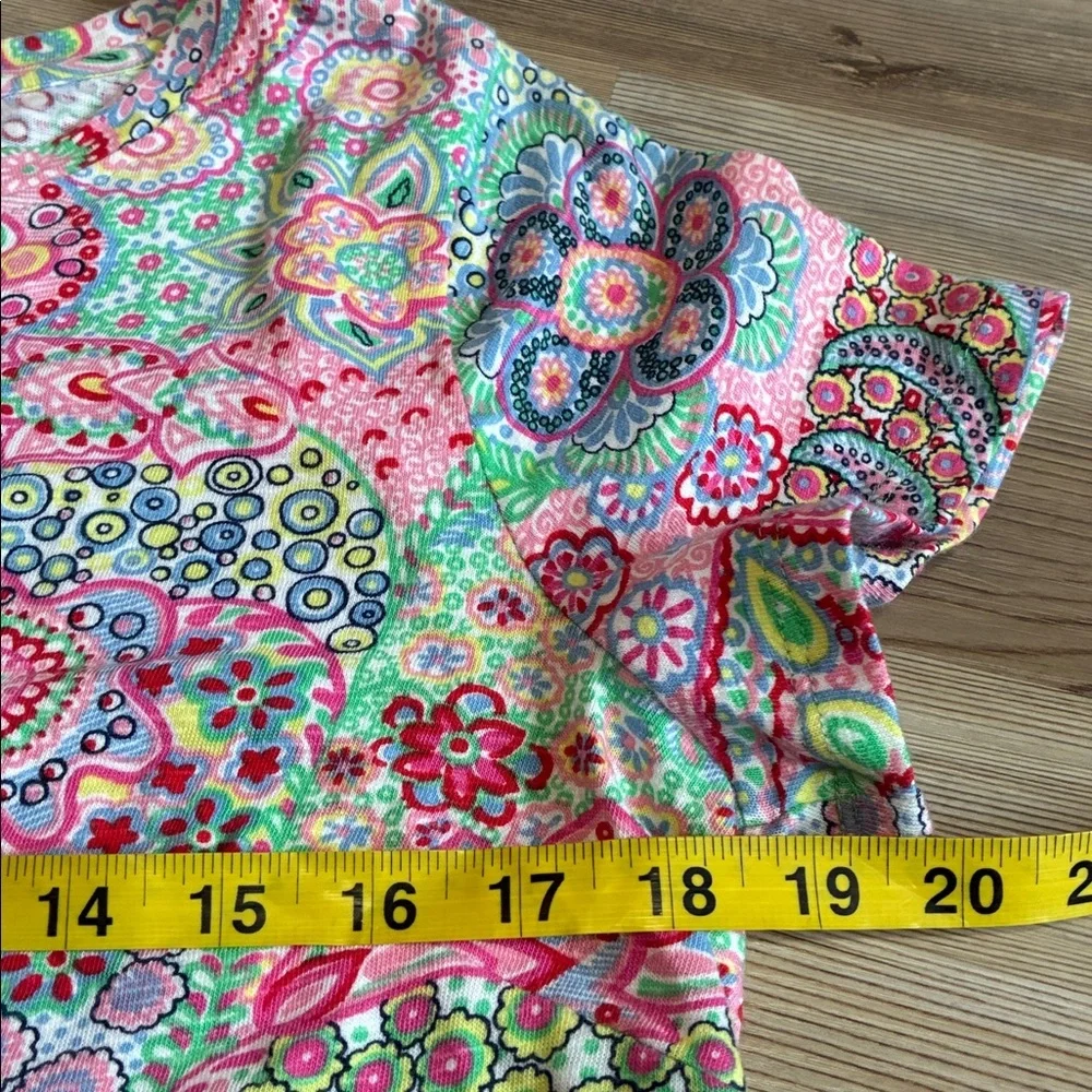 NFS Talbots Petites Paisley Shift dress Multicolor Short Sleeves Cotton Size MP